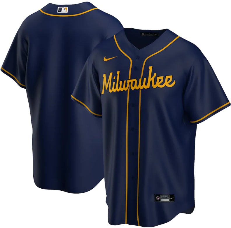 Men's Milwaukee Brewers Blank Navy Cool Base Stitched Jersey